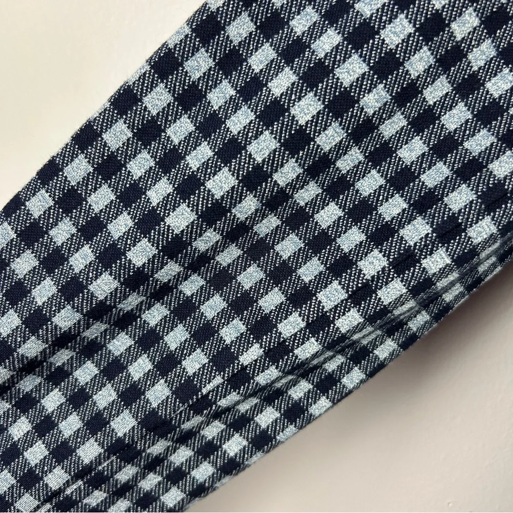 Cabi Checkup Gingham Longline Gold Button Blazer Jacket Medium Navy - Picture 7 of 14
